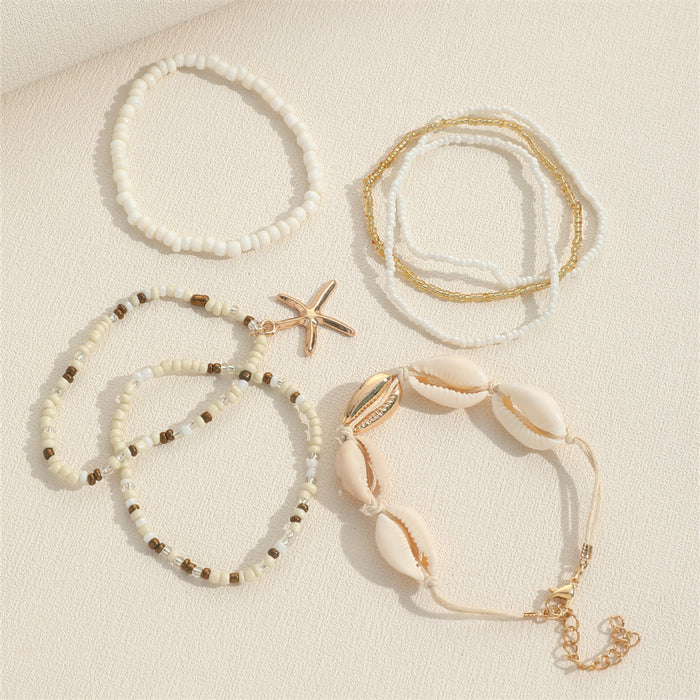 B879 - Starfish woven 6pc summer bracelet