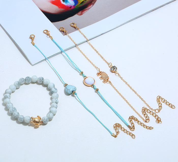B881 - Frosted Agate 5pc Bracelet
