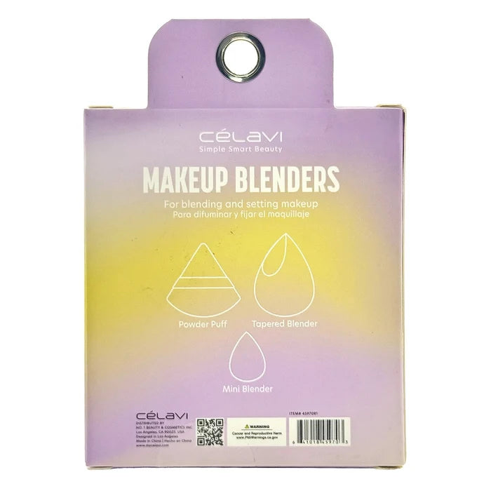 Célavi - 3-Piece Makeup Blender & Sponge Set – Includes Tapered Blender, Powder Puff, and Mini Sponge