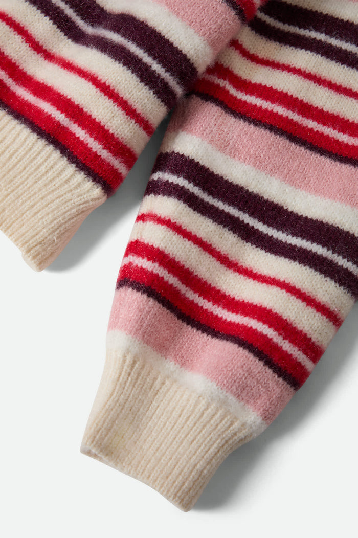 Women's Cozy Crew Sweater in the color Multi Stripe - Additional Laydown image