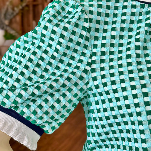 Green Gingham Top