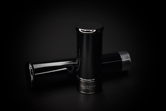Prometheus Cigar Tube - Black Lacquer with Gunmetal (H-TUBE-BL)
