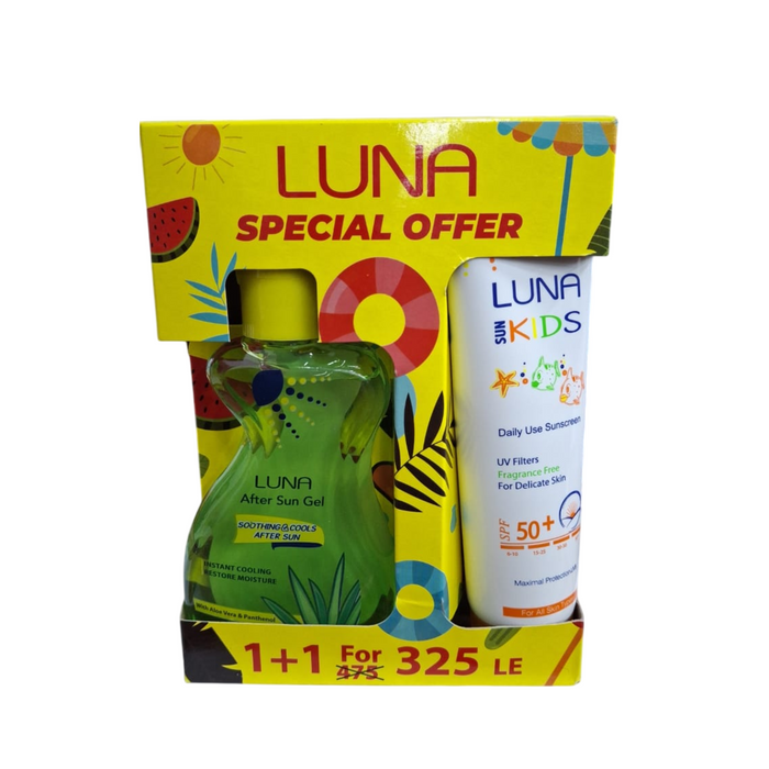 لونا صن كيدز 130مل + افتر صن جيل 210مل  - Luna Kids Sun Protection Cream 130 ml + After Sun Gel 210 ml Set