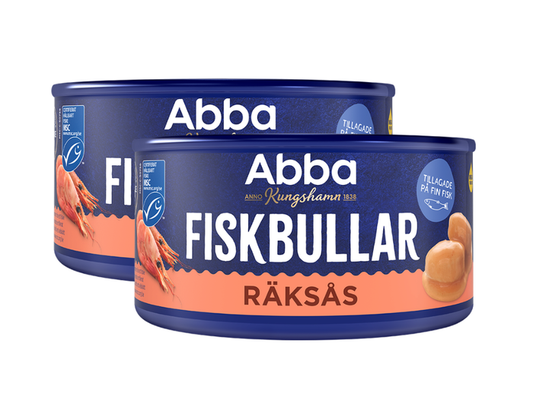 2 Cans of Abba Fiskbullar i Räksås 375g (13.23 oz) – Authentic Swedish Fish Balls in Shrimp Sauce