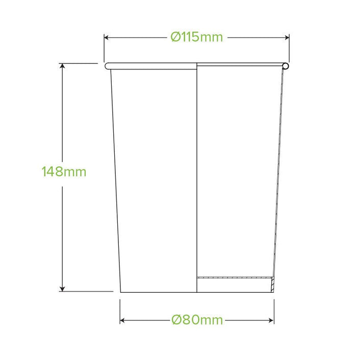 32oz/950mL White Paper BioBowl - 500pcs/Ctn - TEM IMPORTS™