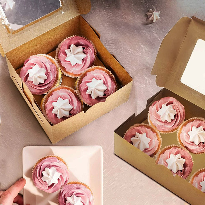 4 Cupcake Kraft Paper Box With Window - TEM IMPORTS™