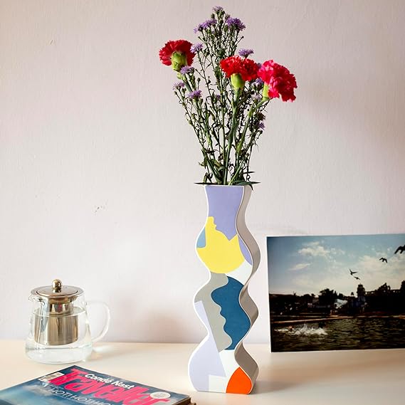 Premium tall wooden decor vase