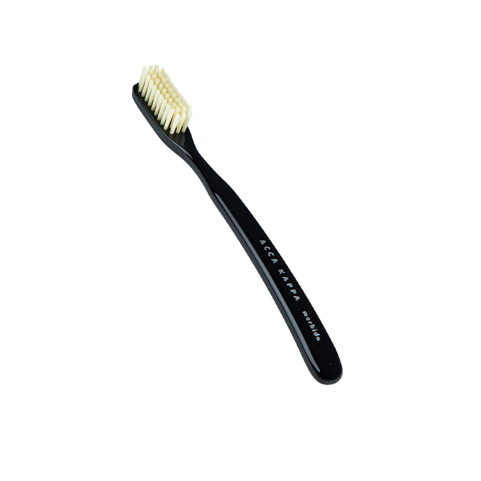 Acca Kappa Soft Black Vintage Toothbrush with Nylon Bristles (Vegan Friendly).