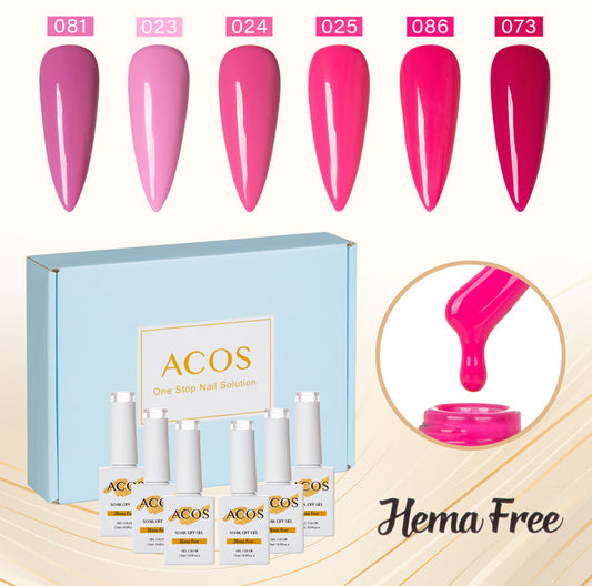 ACOS Hema Free Gel Polish 6pcs Set (Pink Colour ) - Lashmer