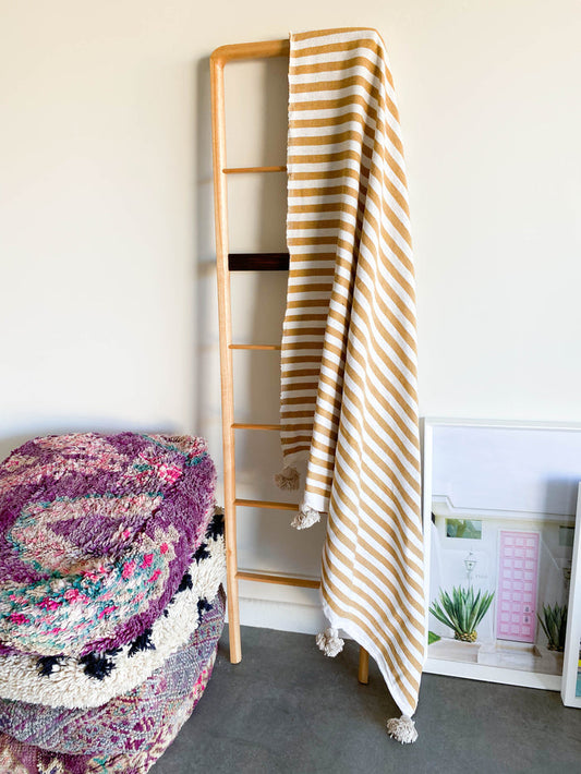 Amber Stripe Moroccan Pom Pom Blanket