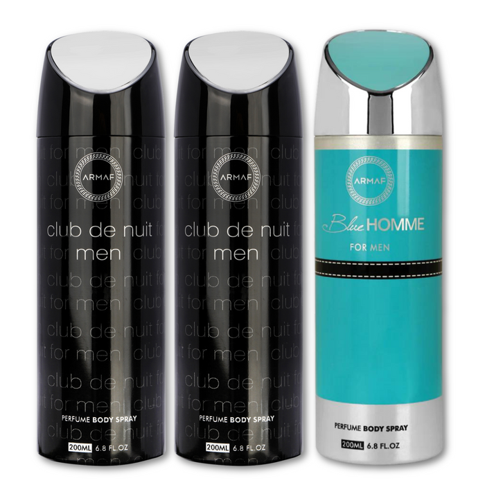 Armaf Club De Nuit & Blue Homme Deodorants for Men - 200ML Each (Pack of 3)