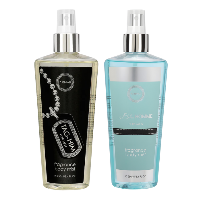 Armaf Tag Him & Blue Homme Fragrance Body Mist for Men - 250ML Each (Pack of 2)