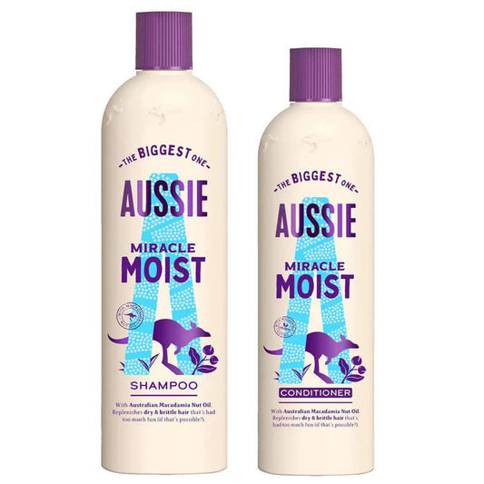 Aussie Miracle Moist Shampoo 675ml & Conditioner 470ml with Macadamia Nut Oil - Shoppers-kart.com