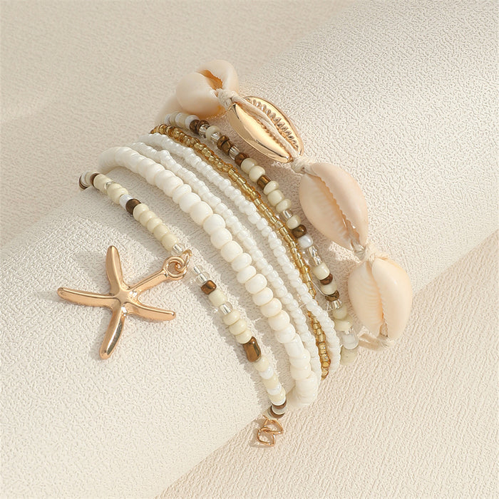 B879 - Starfish woven 6pc summer bracelet