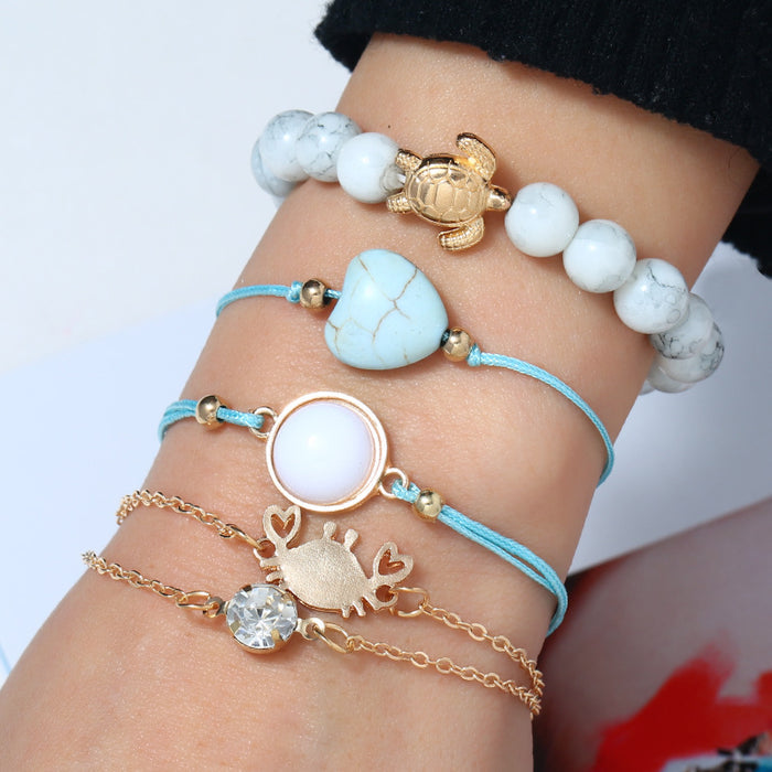 B881 - Frosted Agate 5pc Bracelet