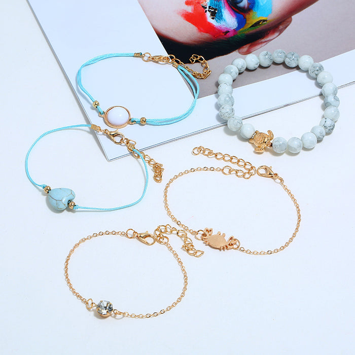 B881 - Frosted Agate 5pc Bracelet