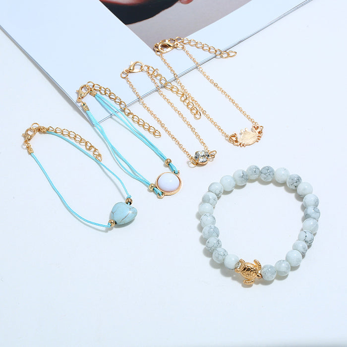 B881 - Frosted Agate 5pc Bracelet