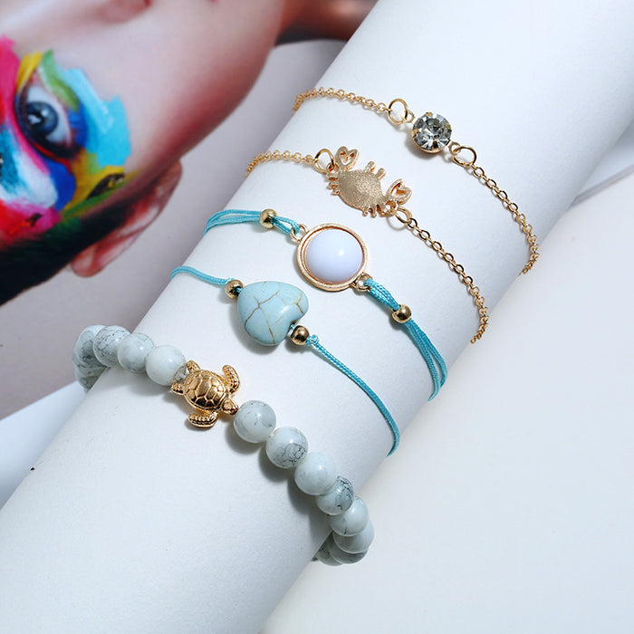 B881 - Frosted Agate 5pc Bracelet