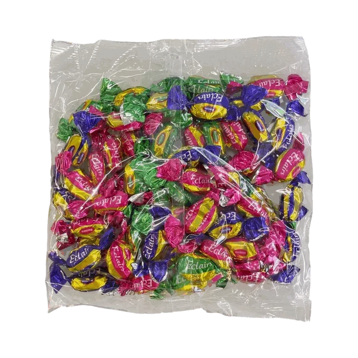 Pack of 50 individually wrapped Baxtons Assorted Eclairs with caramel shell and chocolate center