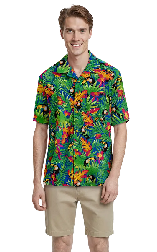 BG3101 - Tucan Print Camp Shirt