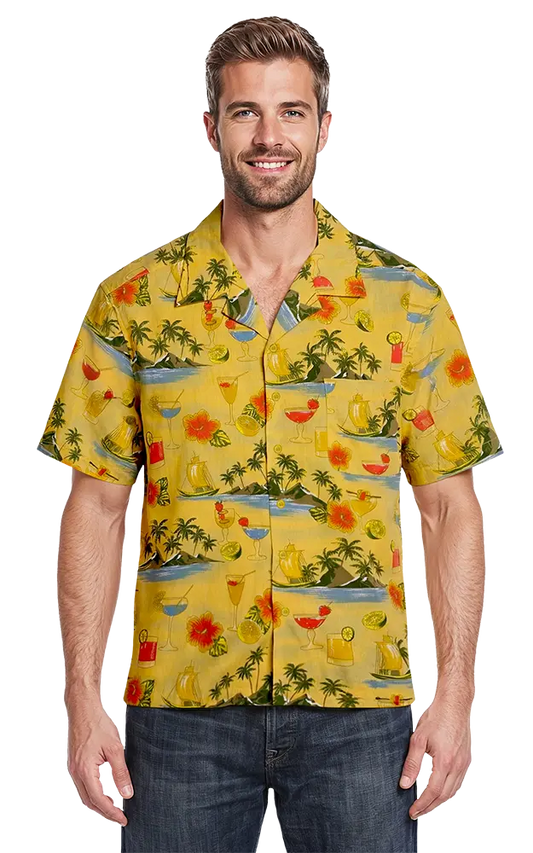 BG3104 - Cocktail Print Camp Shirt