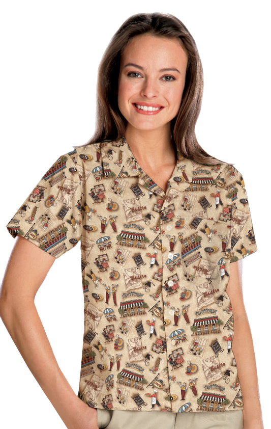BG3108 - Bistro Print Camp Shirt