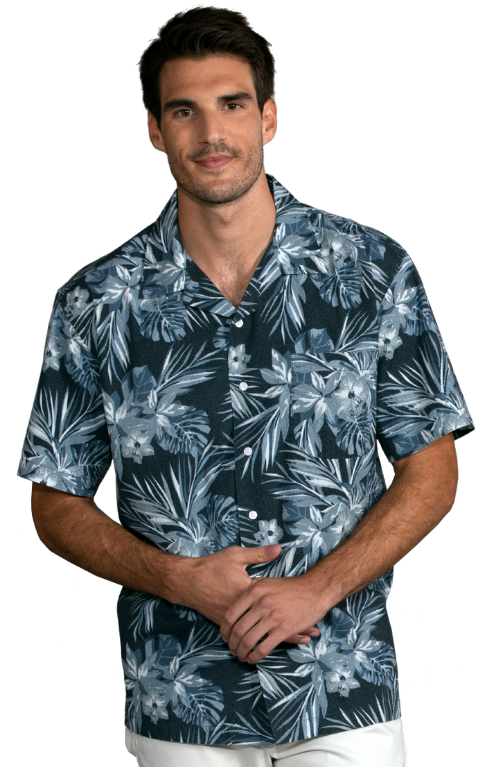 BG3109 - Adult Short-Sleeve Indigo Breeze Camp Shirt