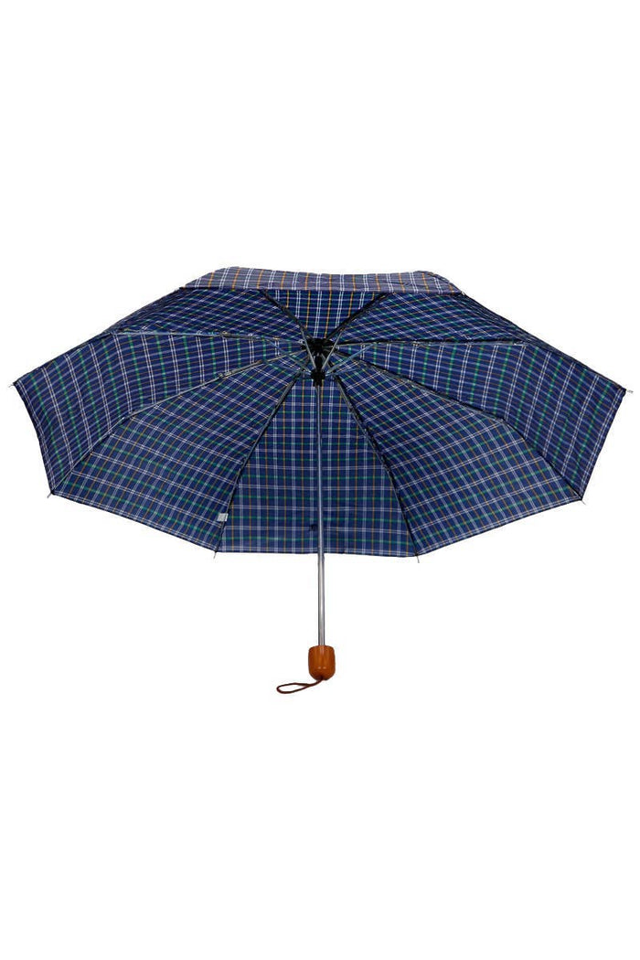 Blue Plaid Compact Umbrella