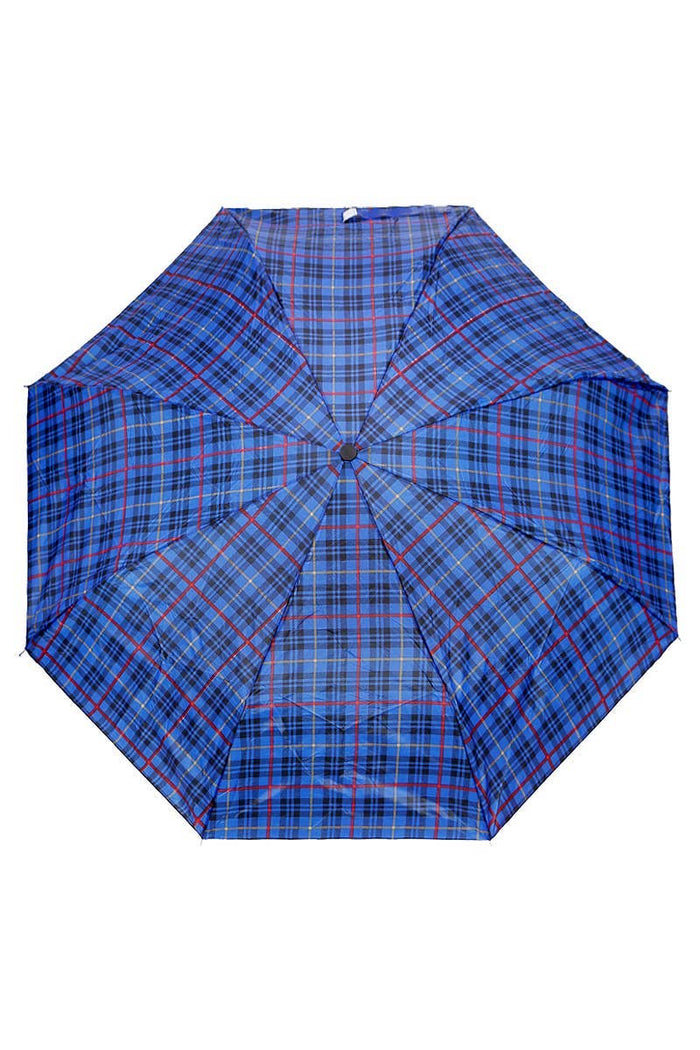 Blue Plaid Compact Umbrella