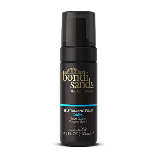 Bondi Sands Self Tanning Foam Dark 100ml, a tanning lotion in a pump bottle with dark bronzing formula.