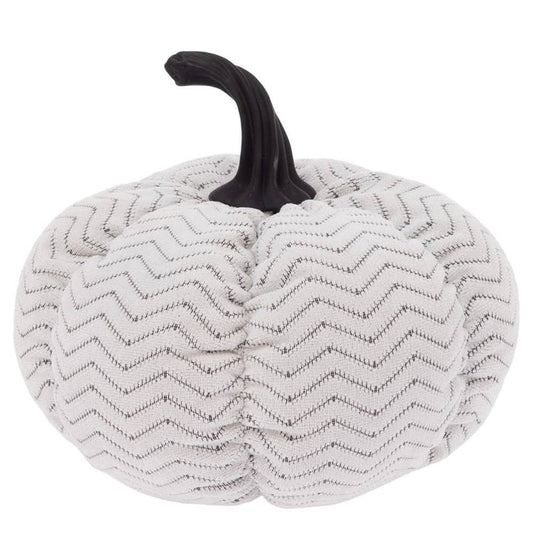 Boston International - 8.25" Dia. Grey Chevron Plush Pumpkin Fall Autumn Décor