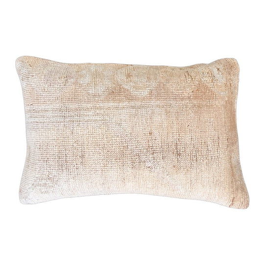 Handmade Turkish oushak pillow cover made with vintage rugs 16x24 beige taupe tan