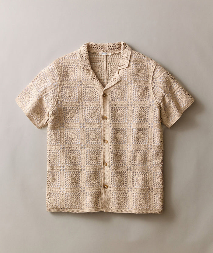 Callum Crochet Button Down Vintage Khaki