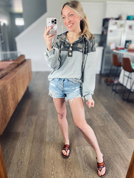 Camo Button Hoodie