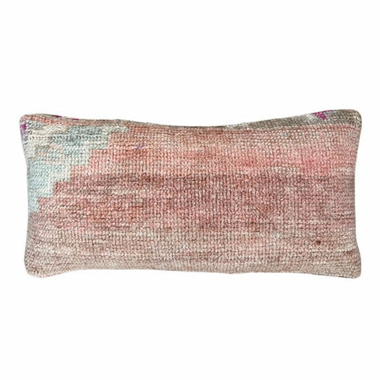 Handmade traditional Turkish oushak pillow cover made with vintage rugs 12x24 pastel blush