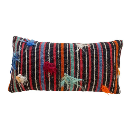 Chester Handmade Turkish kilim pillow cover made with vintage rugs 12x24 bold stripe