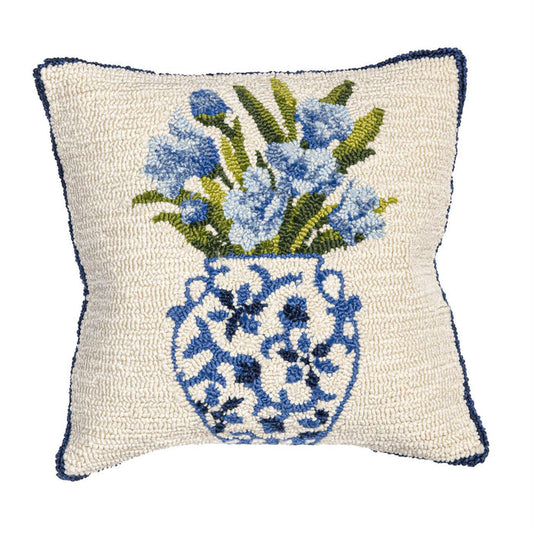 Chinoiserie Bloom Hand Hooked Pillow