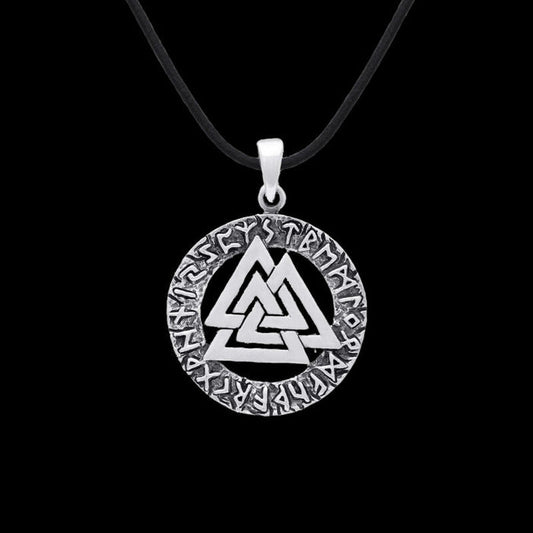vkngjewelry Pendant Valknut Futhark Circle Sterling Silver