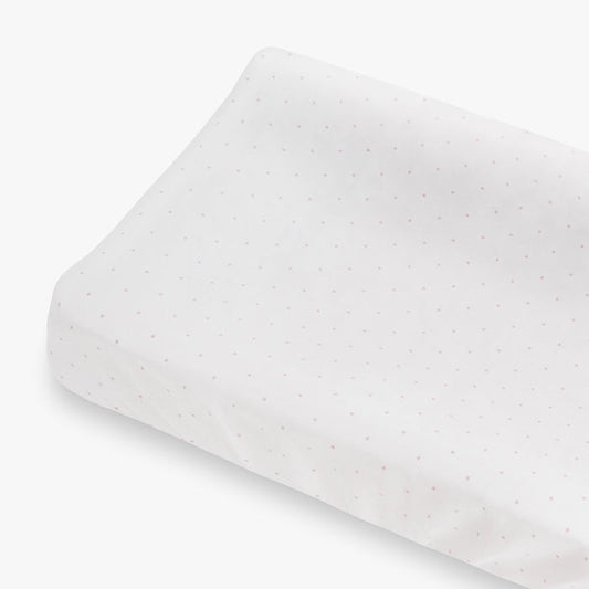 Polka Dot Pink Changing Pad Cover Up Close