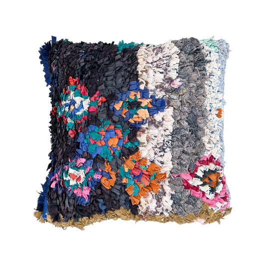 Clay Moroccan Boucherite Berber Pillow black beige