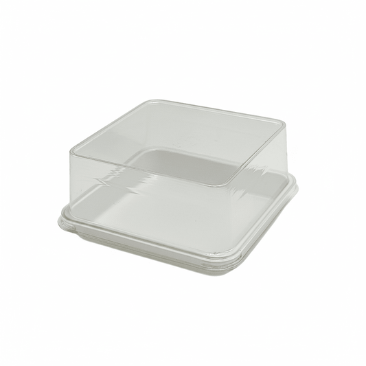 Clear PET Plastic Square Cake Tray With Lid - White - TEM IMPORTS™