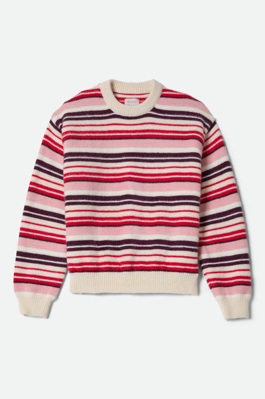 Women's Cozy Crew Sweater in the color Multi Stripe - Front Product View