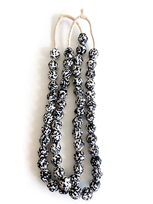 black and white Ghanaian bicone glass beads