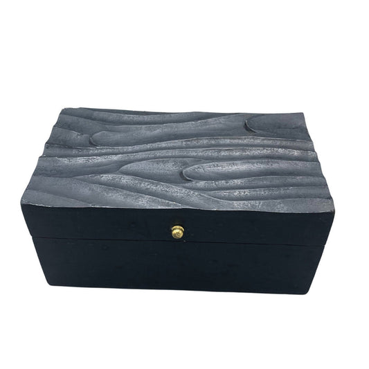 Decorative Wooden Box Vintage Décor Black Swirls Design