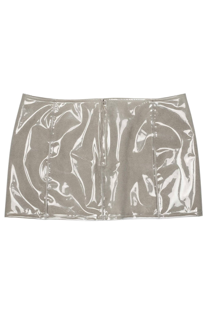DEMOLISH Jeffrey Campbell Deconstructed Mini Skirt Grey Clear Combo