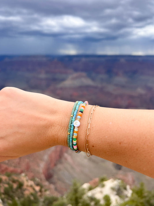 Disco Opal Initial Bracelet