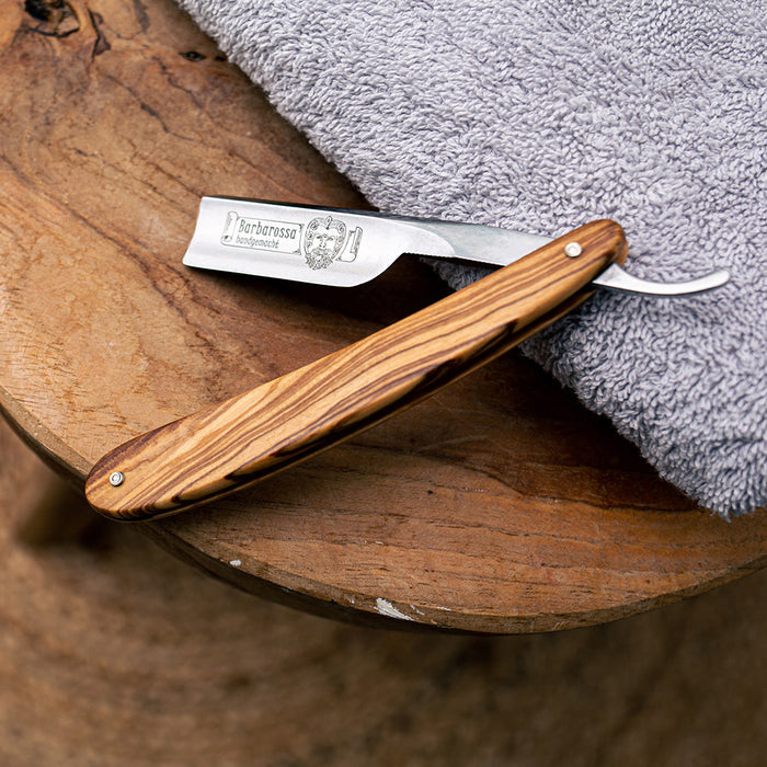 Dovo Barbarossa Straight Razor 5/8" Olivewood Square Point Carbon Steel.