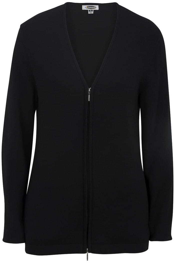 EDWARDS LADIES FULL ZIP V-NECK CARDIGAN SWEATER