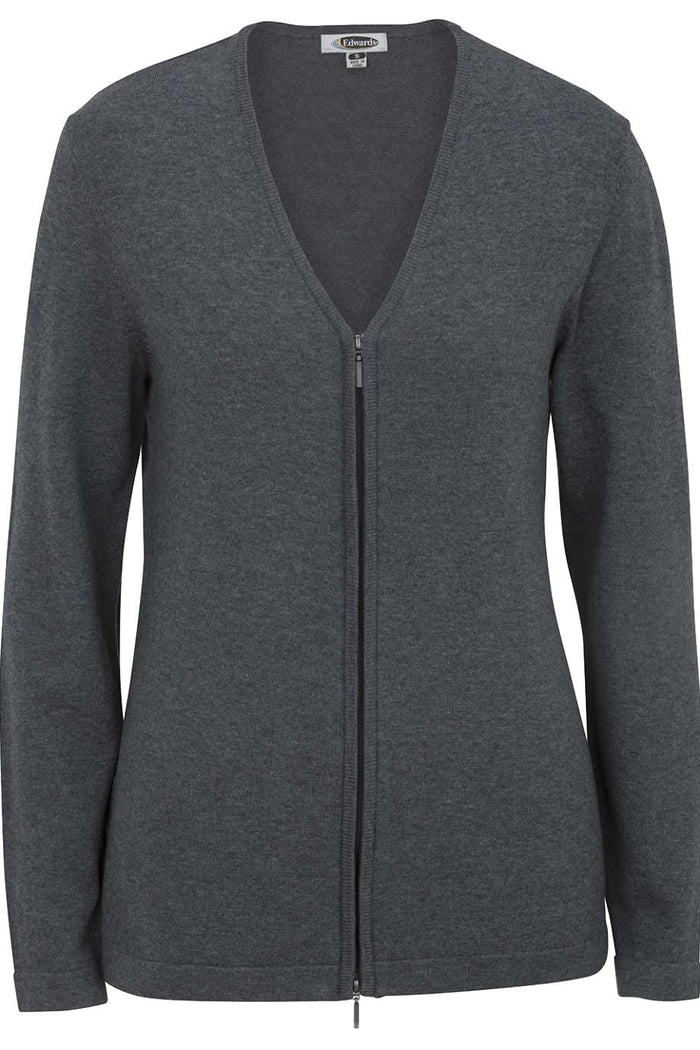 EDWARDS LADIES FULL ZIP V-NECK CARDIGAN SWEATER