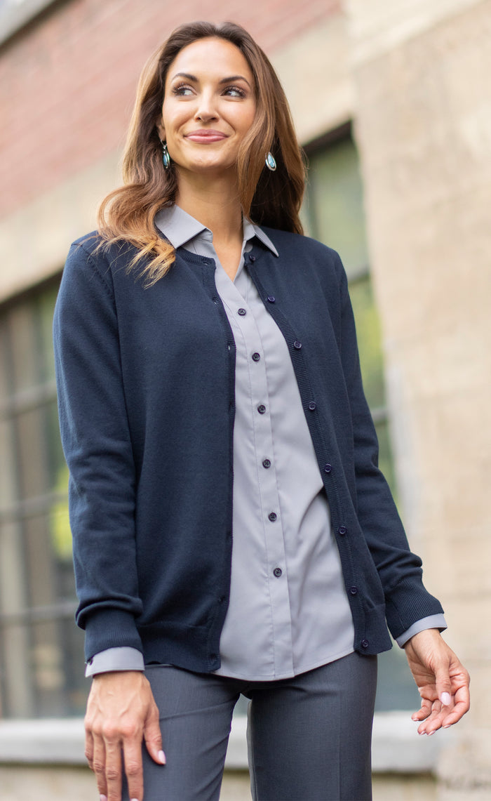 EDWARDS TRI BLEND LADIES JEWEL NECK CARDIGAN